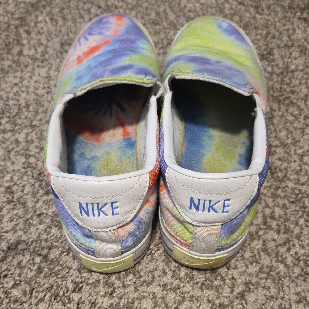 Nike Womens Tie-Dye Slip-On Sneakers - Blue, Green, Yellow, Orange
